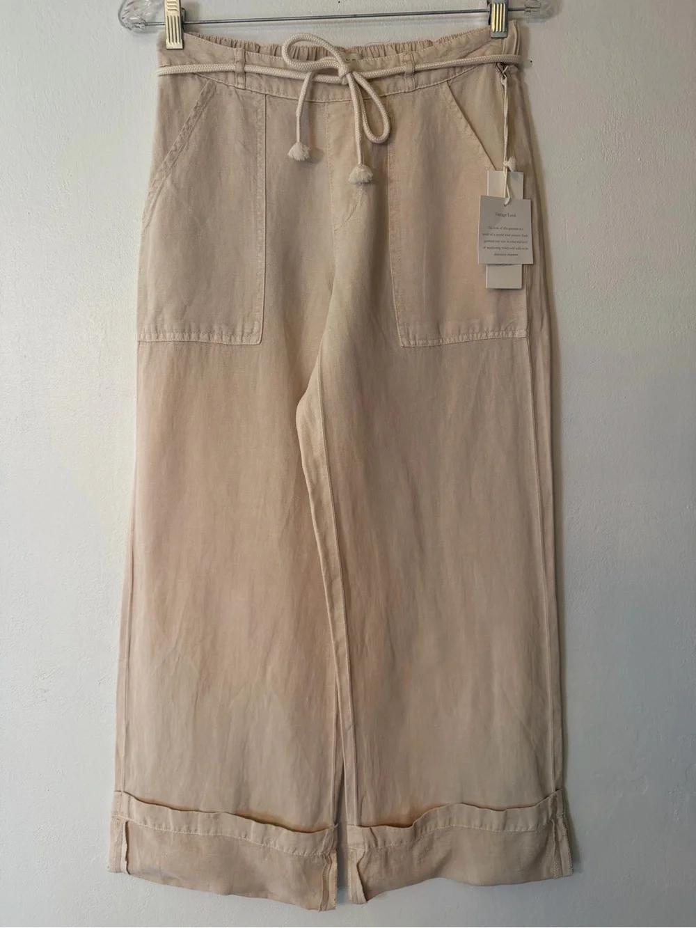 Calypso St Barth Relaxed Drawstring Wide-Leg Women's Capris in Cream/taupe